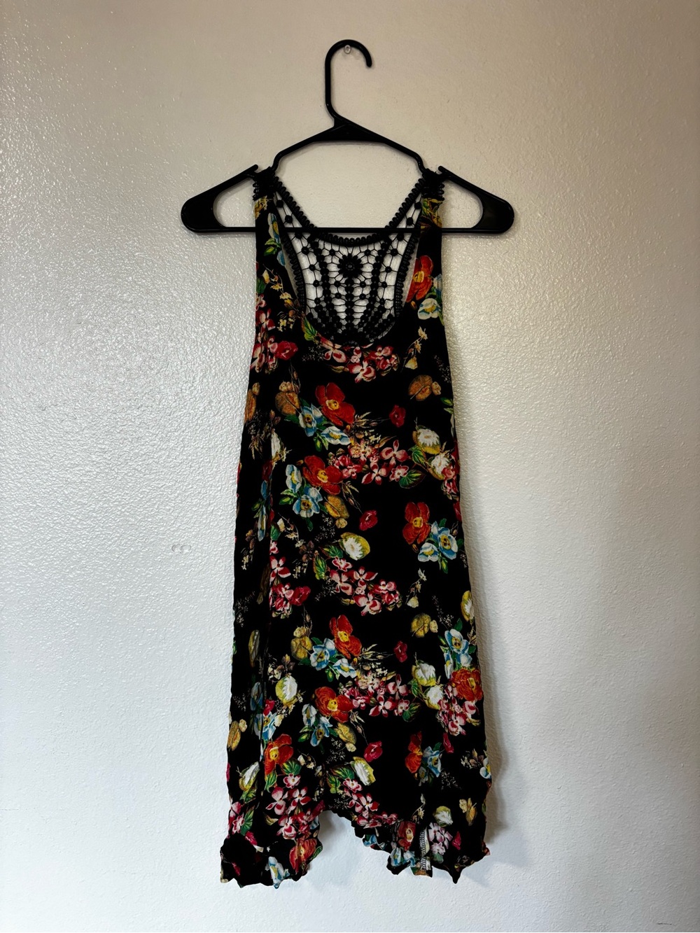 Others Follow Floral Crochet Back Boho Mini Dress